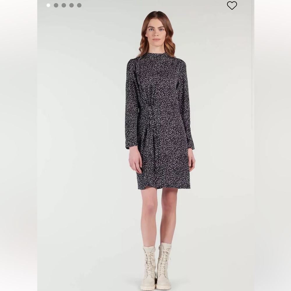 NWOT CKS European High Street Black and White Patterned Long Sleeve Mini Dress S
